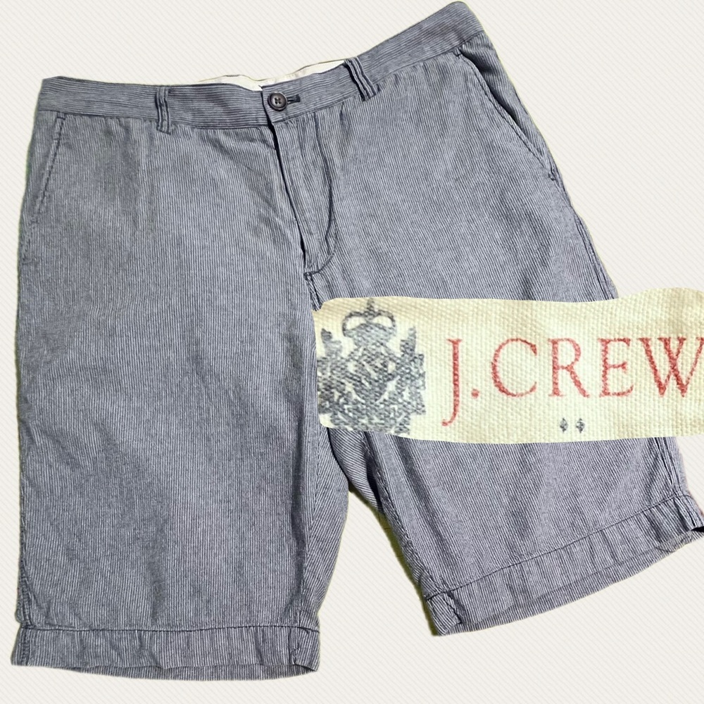 VINTAGE JCrew men’s trouser Bermuda shorts 100% cotton chambray pinstripe 32 y2k